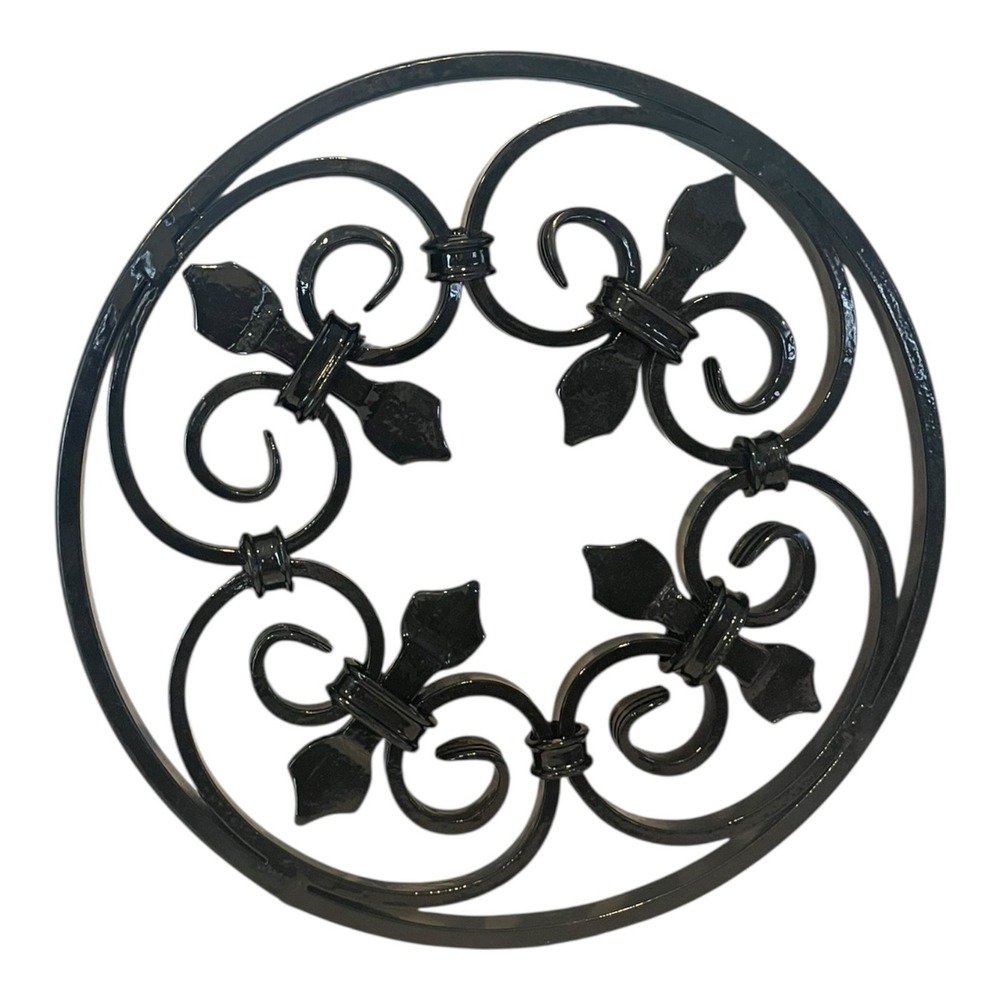 Decorative Wrought Iron Door & Outdoor Gate Grille Black Fleur-de-lis Design 12"